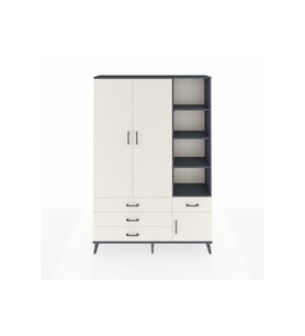 Arges Gardrop 5 Raflı 4 Çekmeceli Tek Askılı 132x30x195 Antrasit-Aytaşı
