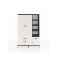 Arges Gardrop 5 Raflı 4 Çekmeceli Tek Askılı 132x30x195 Antrasit-Aytaşı