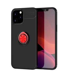 iPhone 12 Pro Max Kılıf Range Yüzüklü Silikon - Siyah-Kırmızı
