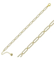 Gümüş Gold Oval Taşlı Bayan Bileklik