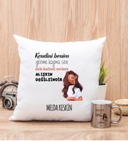 Kişiye Özel Alışıkın Değilsindir Tasarım Esprili Kare Yastık ve Silver Kupa