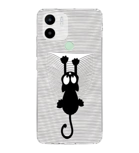 Redmi A1 Plus  Kamera korumalı Kapak Çizgi Kedi (Beyaz) Tasarımlı Şeffaf Kılıf