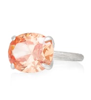 Gümüşcüm Turuncu Topaz Oval Taşlı Gümüş Yüzük