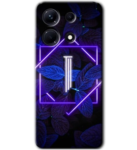 İnfinix Note 30 Kılıf HD Desen Baskılı Arka Kapak - Dark Neon Yaprak I Harfi