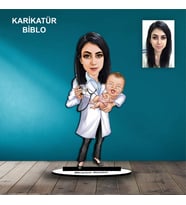 KİŞİYE ÖZEL KADIN HEMŞİRE TASARIMLI KARİKATÜR BİBLO B96