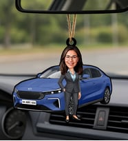 BK Gift Kişiye Özel Kadın Mardin Renk Togg Karikatürlü Ahşap Plakalı Araba Dikiz Ayna Süsü-2 , Arkadaşa Hediye, Sevgiliye Hediye, Araba Hediyesi