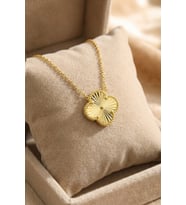 925 Ayar Gümüş Kolye Altın Kaplama lazerli tasarım yonca kolye SGTL13205GOLD