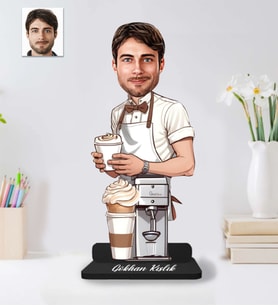 Kişiye Özel Barista Erkek Model Ahşap Biblo-39
