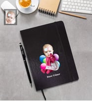 Kişiye Özel Kız Bebek  Karikatürlü Siyah Defter Kalem Hediye Seti Model-2