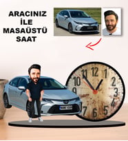 KİŞİYE ÖZEL TASARIMLI ERKEK KARİKATÜR KENDİ ARACINIZ İLE MASAÜSTÜ SAAT M4
