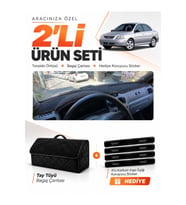 e-biz KİA RİO (2000-2005) Uyumlu Torpido Örtüsü + Tay Tüyü Bagaj Çantası Seti - Siyah - KI011