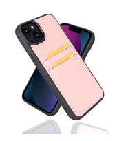 Bouletta Apple iPhone 14 Plus Uyumlu Deri Kartlıklı Arka Kapak NU2 Pembe