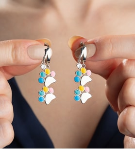925 Ayar Gümüş Çift Patili Sallantılı Küpe (Gümüş)