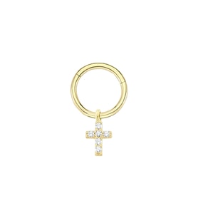 Altın Crosslı Sallantı Halka Piercing
