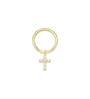 Altın Crosslı Sallantı Halka Piercing