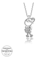 Swarovski Taşlı Gümüş Çocuk Bayan Kolye