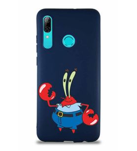Huawei P Smart 2019 Soft Premier Kapak Bay Yengeç Tasarımlı Silikon Kılıf - Lacivert (Şeffaf)