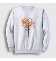 Presmono Unisex Beyaz Tree Leaves Fox Tilki Sweatshirt 368218tt (Beyaz)