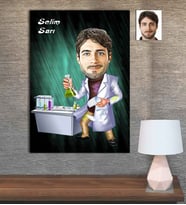 Kişiye Özel Karikatür Baskılı Ahşap Tablo Kimyager Erkek-2 30x40