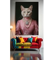 PRENSES KEDİ V1 Ev Duvar Salon Güzellik Salonu Ofis Dükkan Dekarasyon Kanvas Tablo (Çok Renkli)