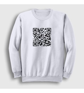 Presmono Unisex Beyaz Qr Code Meme Rick Astley Sweatshirt 461408tt (Beyaz)