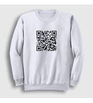 Presmono Unisex Beyaz Qr Code Meme Rick Astley Sweatshirt 461408tt (Beyaz)