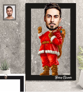 Kişiye Özel Yılbaşı Erkek Karikatürlü 3D Ahşap Tablo 30x47 Model-14