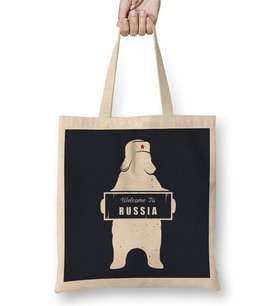 Welcome To Russia Bear Revolution Star Bez Çanta Uzun Saplı