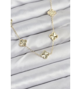 Pirinç Gold Renk Yonca Kadın Kolye 5886 - SSSSSS7698-3021