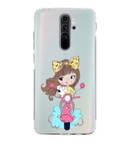 Xiaomi Redmi Note 8 Pro  Kamera Korumalı Kapak Vespagirl Tasarımlı Şeffaf  Kılıf