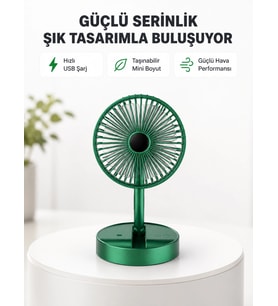 Katlanabilir Mini Fan – 3 Kademeli Soğutma, Şarjlı
