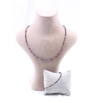 Safir ve Yakut Taşlı Doğal Taş Kolye Bileklik Seti Fasetli Kesim 2-3 mm