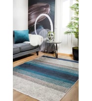 Dijital Kaymaz Yıkanabilir Mavi Modern Salon Halısı Mutfak Halısı Koridor Halısı Yolluk HLN908
