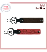 Karavan Hayatına Eşlik Edecek Anlamlı Hatıra, Deri Anahtarlık Takımı, Koyu Kahve-Nar Çiçeği