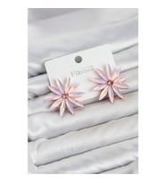 Mey İthalat® Pembe Kristal Taşlı Lotus Model Kadın Küpe