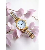 Yuvarlak Kasa Şıklığınıza Şıklık Katıcak Premium Kasa Retro Kadın Kol Saati (Gümüş-Altın) (Gümüş - Altın)