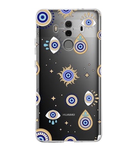 PrintiFy Huawei Mate 10 Pro ile Uyumlu 1mm Slim Fit Nazar Boncuğu 5 Baskılı Şeffaf  Kılıf