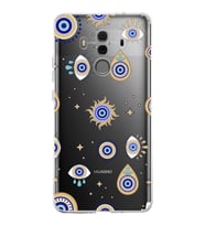 PrintiFy Huawei Mate 10 Pro ile Uyumlu 1mm Slim Fit Nazar Boncuğu 5 Baskılı Şeffaf  Kılıf