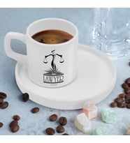BK Gift Kişiye Özel Sunum Tabaklı Avukat Tasarımlı Kahve Fincanı-4, Sevgiliye Hediye, Arkadaşa Hediye, Avukata Hediye