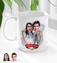 BK Gift Kişiye Özel İsimli Sevgililer Karikatürlü Beyaz Kupa Bardak-81