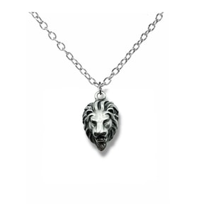 Majestic Lion – Aslan Başı Figürlü Unisex Kolye (60 cm Zincirli) (Gümüş)