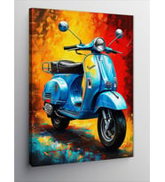 Kanvas Tablo Mavi Vespa Renk Kontrasti