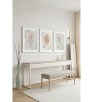 Pastel Botanik Desenli Minimalist Sanat 3’lü Ahşap Çerçeveli Tablo Seti