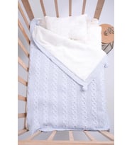 Babyhola Organik %100 Triko Velsoft Bebek Battaniye Yenidoğan Hastane Çıkışı 4041  (Mavi)