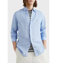 Tommy Hilfiger % 100 Keten Regular Fit Gömlek Erkek GÖMLEK MW0MW30897 C1Z (Mavi)