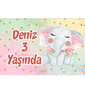 Sevimli Fil Doğum Günü Afişi 35X50 cm