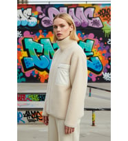 Kadın Dik Yaka Düşük Kol Tam Fermuarlı Peluş Sweatshirt Fonksiyonel Dayanıklı Kaliteli Şık