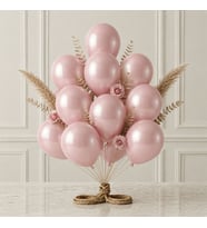 Bebek Pembe Renk Lateks Metalik Balon (30 cm) - 12 Adet