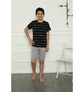 pilelistore- Erkek Çocuk Penye Şortlu Pijama Takım Siyah