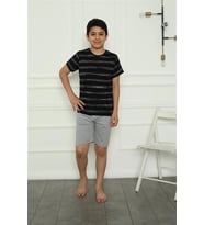 pilelistore- Erkek Çocuk Penye Şortlu Pijama Takım Siyah